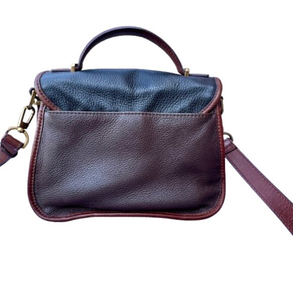 Fossil Heritage Top Handle Crossbody Bag Black & Brown Pebbled Leather - Picture 3 of 15
